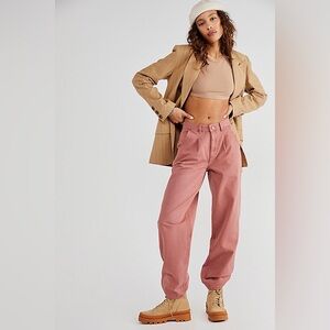 Free People See Ya Later Skater Trousers in Salmon Pink, Size 8